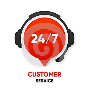 Customer Support Service 24 to 7. Chat icons. Call center logo. Hotline concept. Vector illustration.