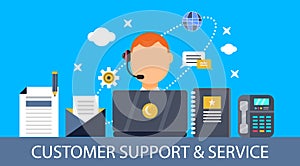 Customer support and service concept - Flat design vector banner photo