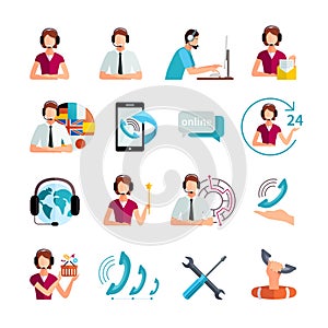 Customer Support Service Flat Icons Set