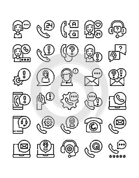 Customer support services simple line icon pack