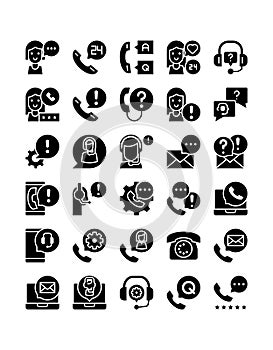Customer support services solid glyph icon pack