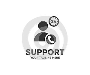 Customer Support, support service, call, consultation, telemarketing, consultant, secretary logo design. Corporate business.