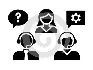 Customer Support Team Icon Set for Assistance and Solutions