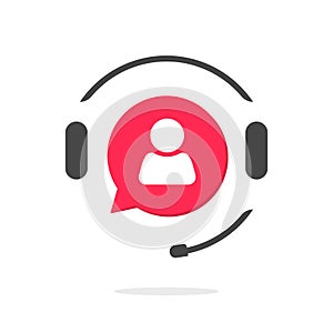 Customer support vecot icon, phone assistant logo