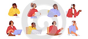 Customer support workers set, call center