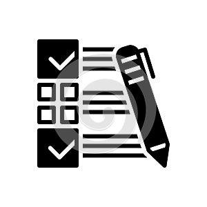 Black solid icon for Customer Survey, satisfaction and feedback