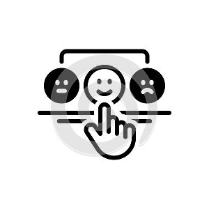 Black solid icon for Customer Survey, customer and reaction