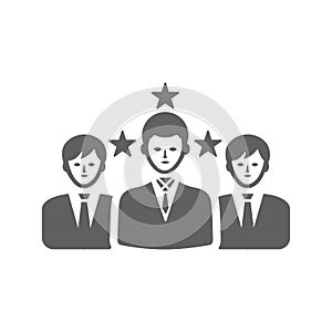 Customer testimonial, gray rating icon