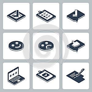 Customer Testimonials, Feedback and User Experience Icons in Isometric Style