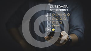 customer using smartphone expressing dissatisfaction review.