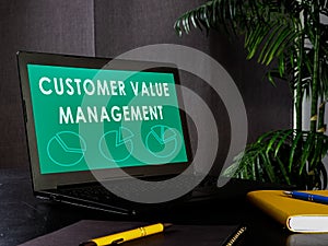 Customer value management CVM info in laptop.