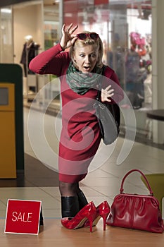Customer woman in shopping centre