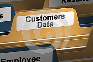 Customers data word on yellow folder