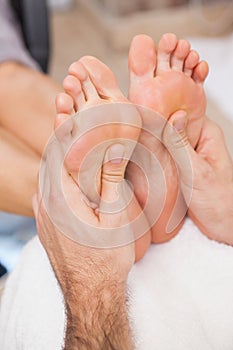Customers getting both feet massaged