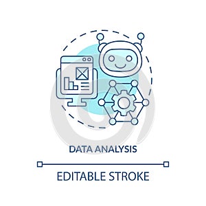 Customizable data analysis line icon concept