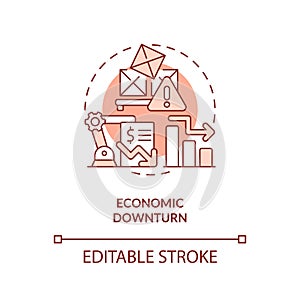 Customizable economic downturn line icon concept