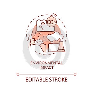 Customizable environmental impact line icon concept