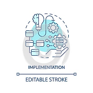Customizable implementation blue linear icon concept