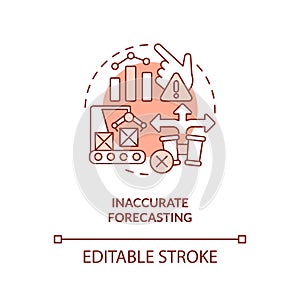 Customizable inaccurate forecasting line icon concept