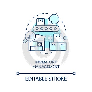 Customizable inventory management line icon concept