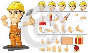 Customizable Mascot Industrial Construction Worker Laborer