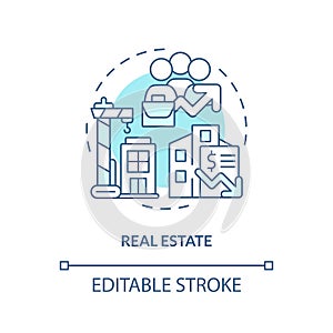 Customizable real estate line icon concept