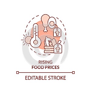 Customizable rising food prices icon heatflation concept photo