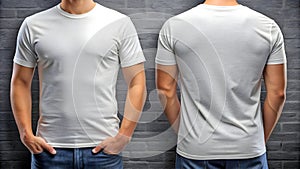 Customizable Round White T-Shirt Mockup, Front and Back