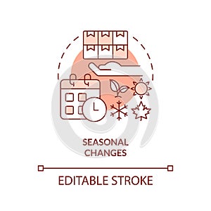 Customizable seasonal changes line icon concept