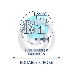 Customizable subsidiaries and branches icon FDI concept