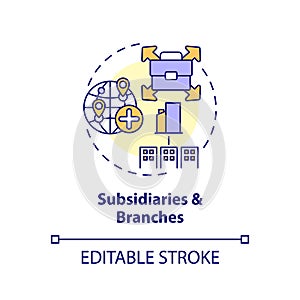 Customizable subsidiaries and branches icon FDI concept