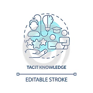 Customizable tacit knowledge blue linear icon concept