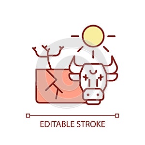 Customizable thin line cow icon heatflation concept