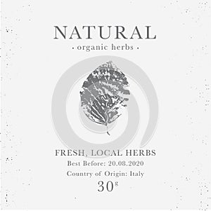 Customizable vintage label of Natural organic herbal products