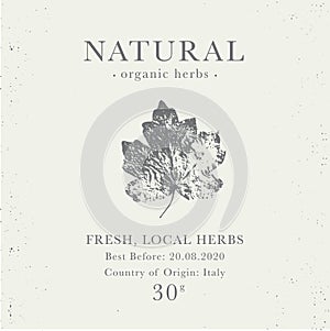 Customizable vintage label of Natural organic herbal products