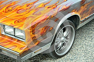 Customized flames on car