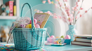 Customized Girls' Easter Basket with Crafts and Storybooks