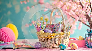 Customized Girls' Easter Basket with Crafts and Storybooks