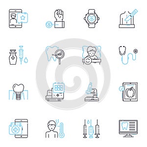 Customized healthcare linear icons set. Personalized, Tailored, Unique, Individualized, Bespoke, Custom-made, Adaptive