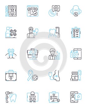 Customized healthcare linear icons set. Personalized, Tailored, Unique, Individualized, Bespoke, Custom-made, Adaptive photo