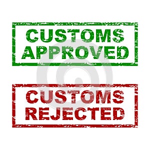 Customs approved and rejected rubber stamp