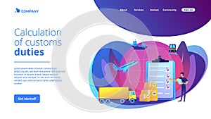Customs clearance concept landing page