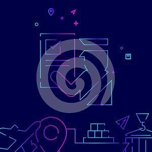 Customs Clearance Vector Line Icon, Symbol, Pictogram, Sign on a Dark Blue Background. Related Bottom Border