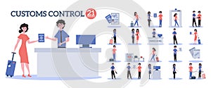 Customs Control Icon Set