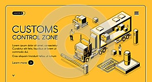 Customs control zone isometric vector website photo