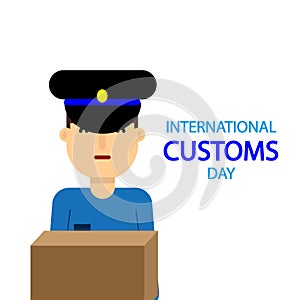 Customs Day International customs officer with box