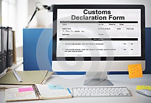 Customs Declaration Form Invoice Freight Parcel Concept