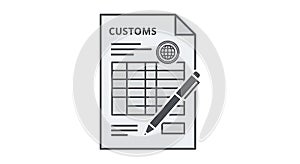 Customs Declaration Form with Pen Icon