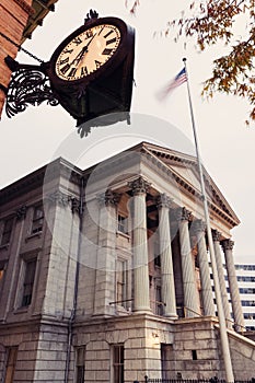 Customs House and historic clock in Norfolk