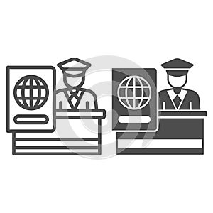 Customs officer line and solid icon, airlines concept, customs control vector sign on white background, customs control